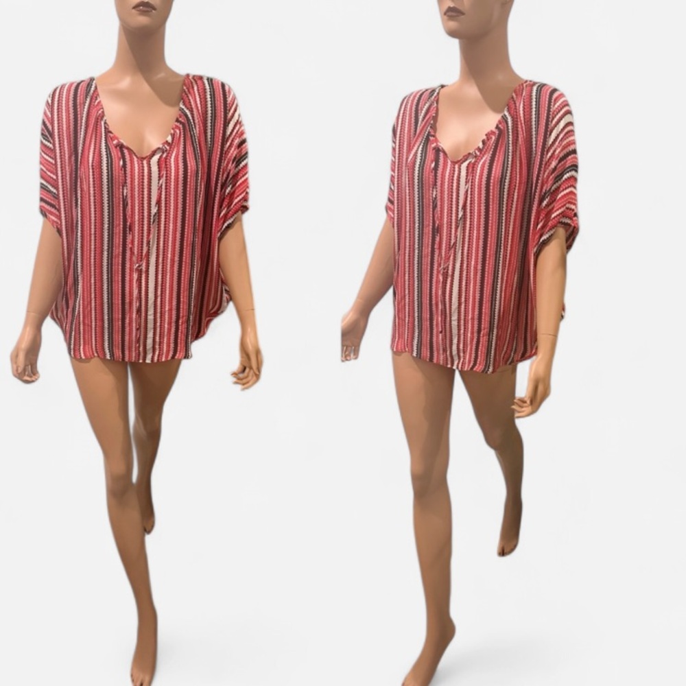 Parker Vibrant Red and Black Patterned Top XS